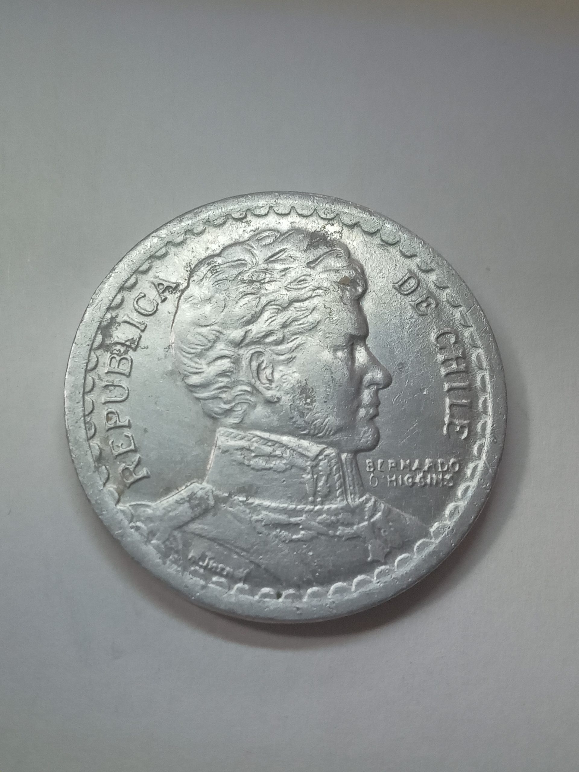 4 монеты по 1 peso Чили, 1954 год, 1955 год, 1956 год, 1957 год.