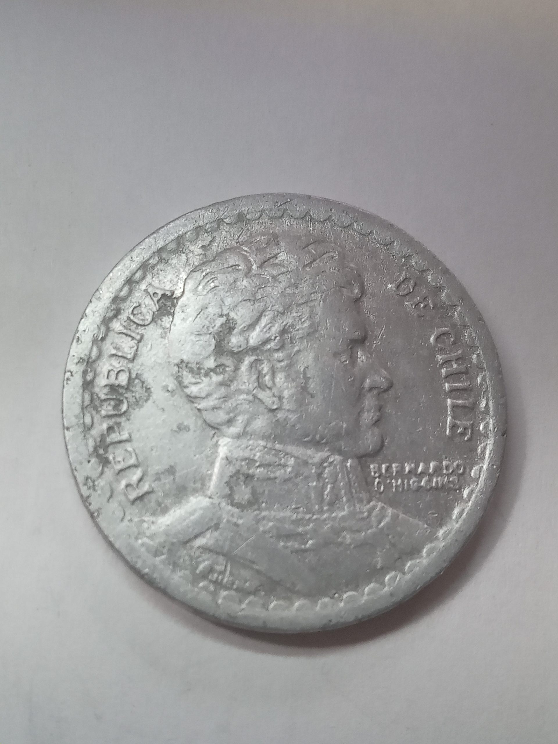 4 монеты по 1 peso Чили, 1954 год, 1955 год, 1956 год, 1957 год.