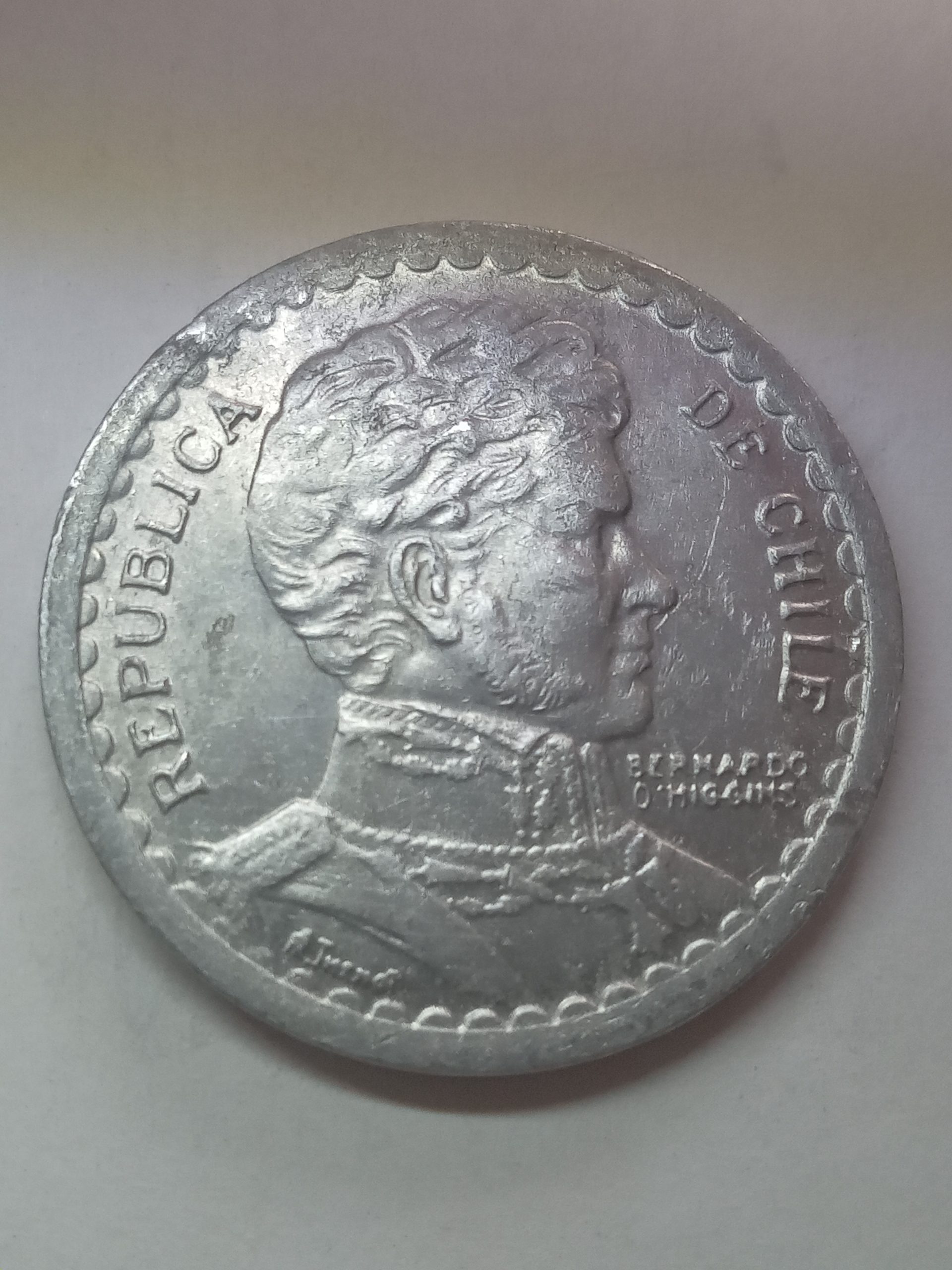 Монета 1 peso Чили, 1956 год.